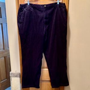 Men's Navy Blue Corduroy Pants, Size 44, elastic waist, pockets, Vintage
